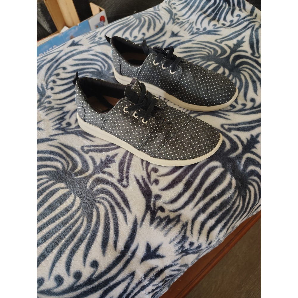 Toms Del Rey Sneakers Womens 6.5 Grey Polka‎ Dot Canvas Lace Up Casual Shoes